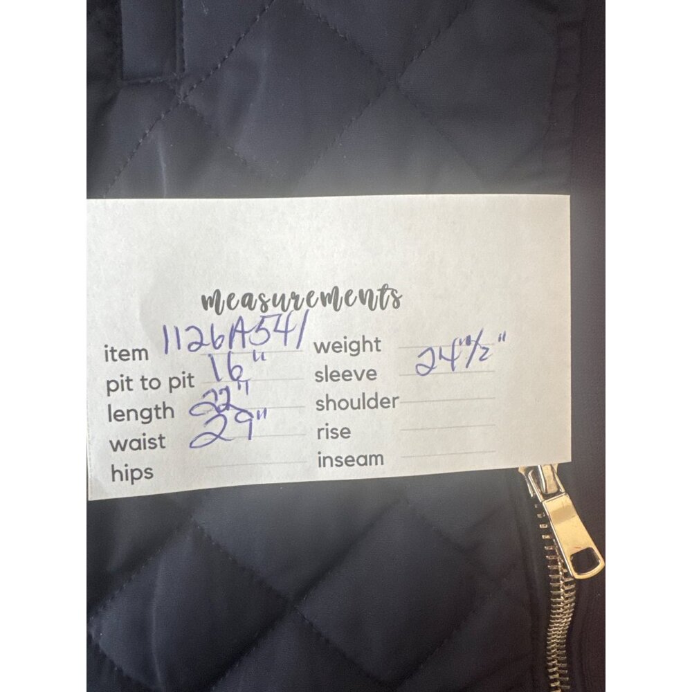 ZARA XS Quilted Navy Jacket Gold Zipper Pockets & Chain Detail - Picture 12 of 13